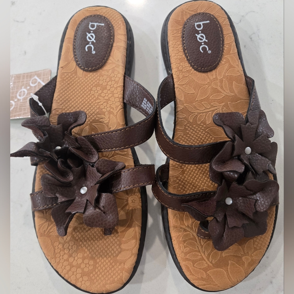 b.o.c. Tan and Brown Floral Sandals. Brand New With Tags. - Picture 10 of 11